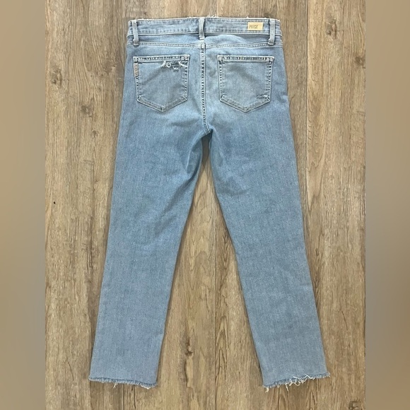 Paige Jeans Womens 28 Miki Straight Denim Raw Hem Distressed Cropped Light Wash - Picture 3 of 11